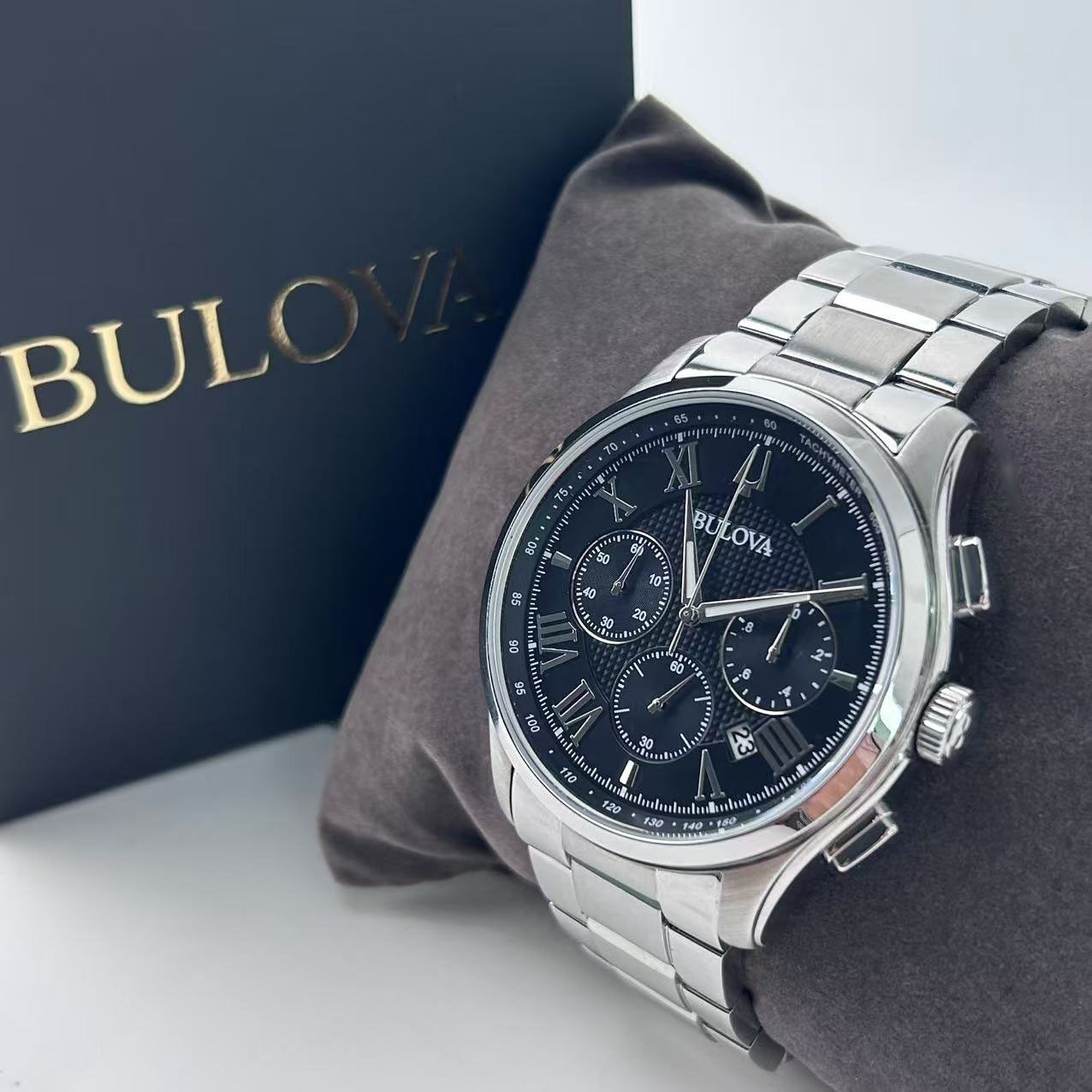 New Bulova Wilton 96B288 Men’s Stainless Steel Chronograph Quartz Watch 46mm