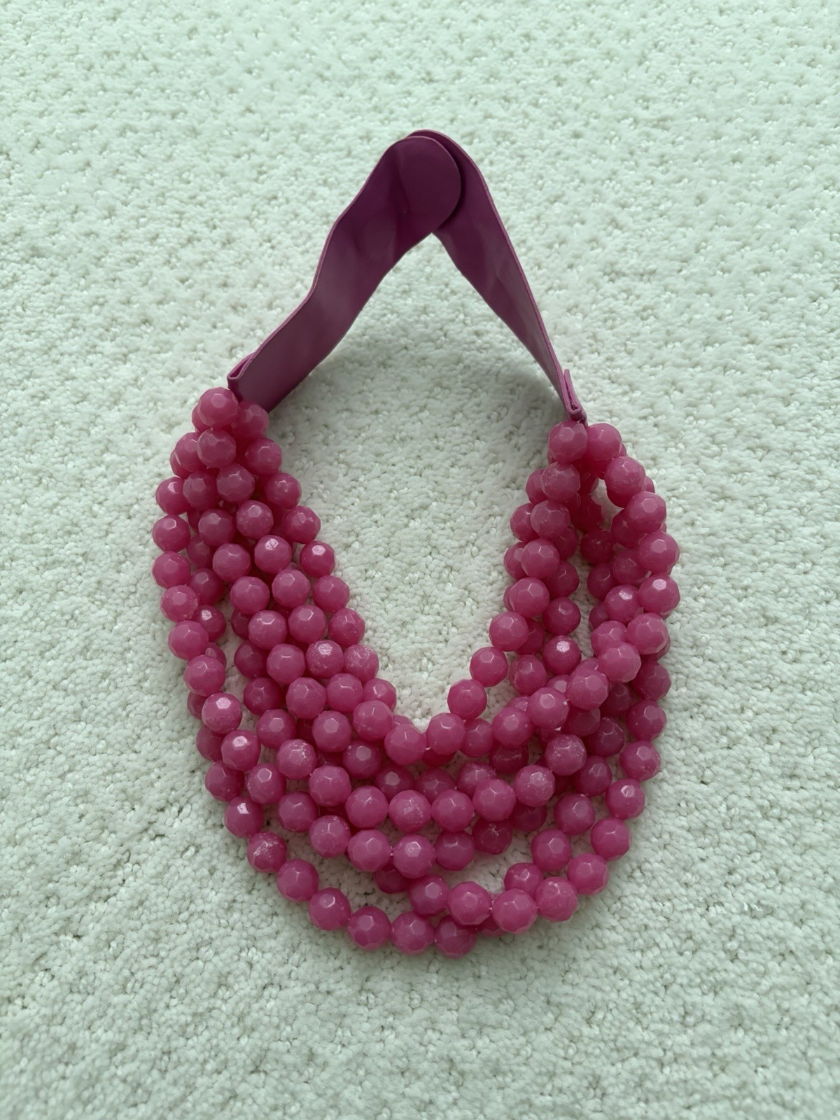 ERIN MCDERMOTT Multi-Strand Pink Beaded Statement Necklace Magnetic Close