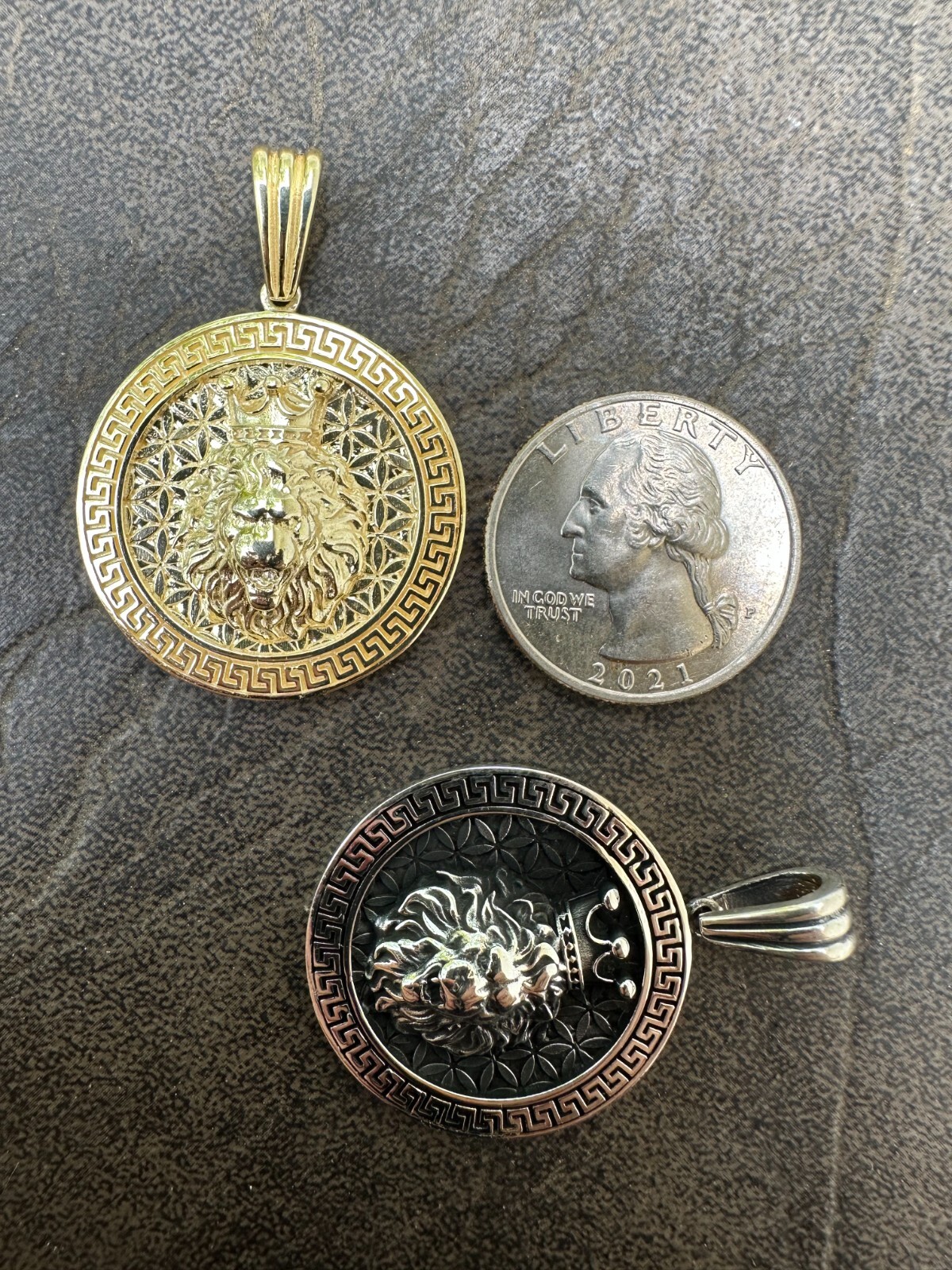 Real 925 Silver / 14k Gold Plated Lion King Of Jungle Medallion Pendant Necklace