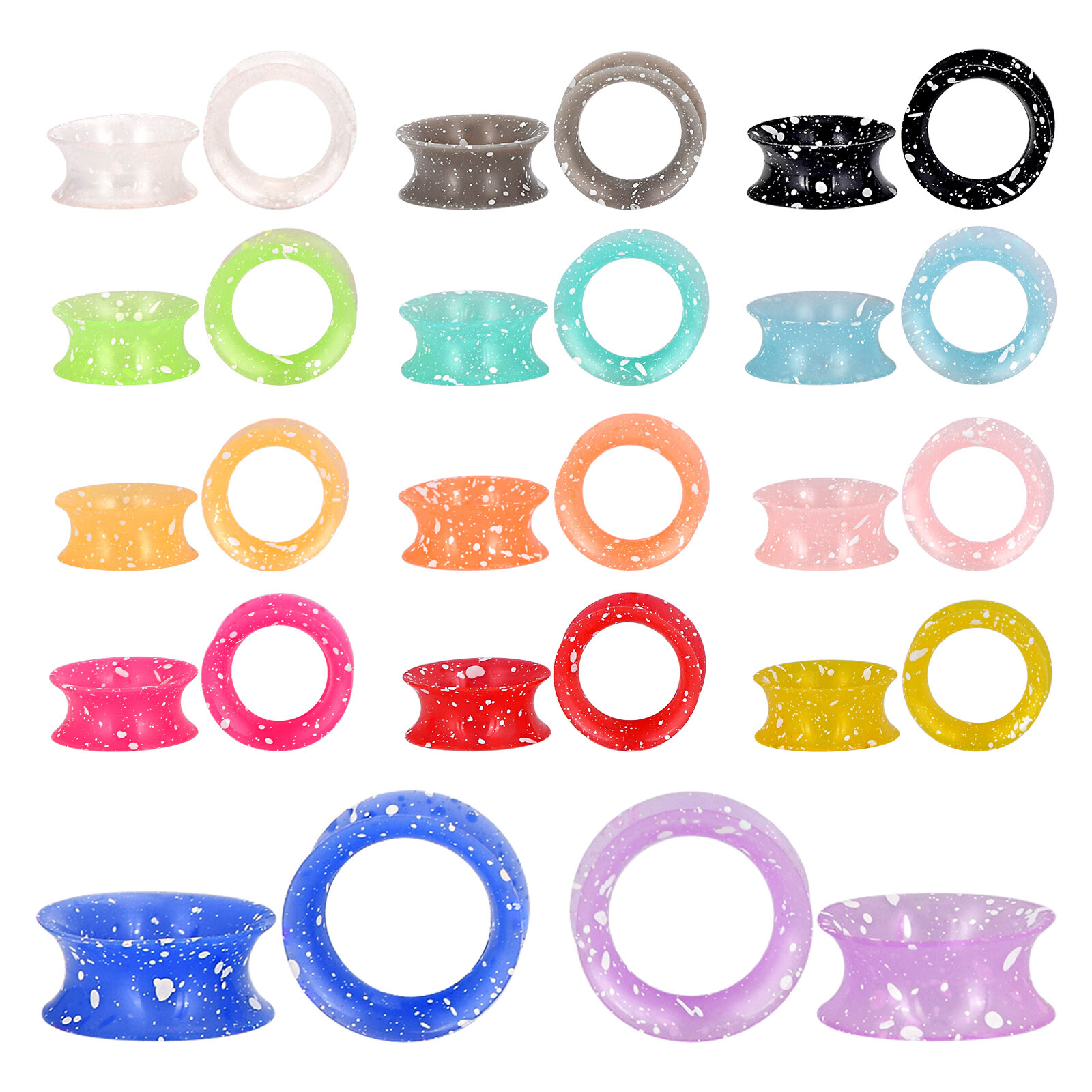 2Pcs Silicone Flexible Thin Double Flared Flesh Tunnel Ear Plugs Gauges Expander