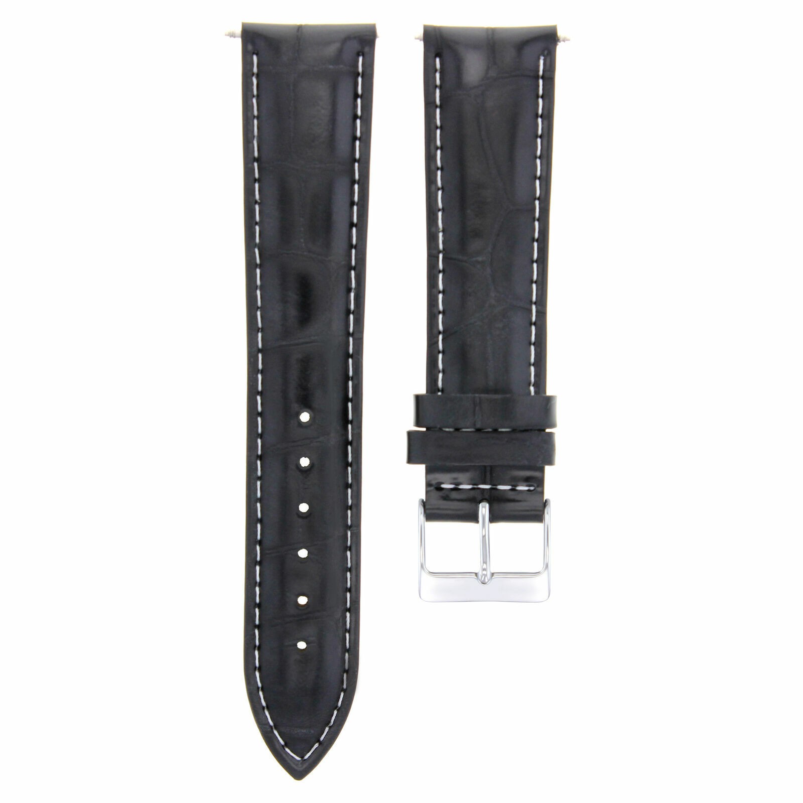 18mm Black Leather Replacement Watch Strap White Stitching For Citizen BM8180-03