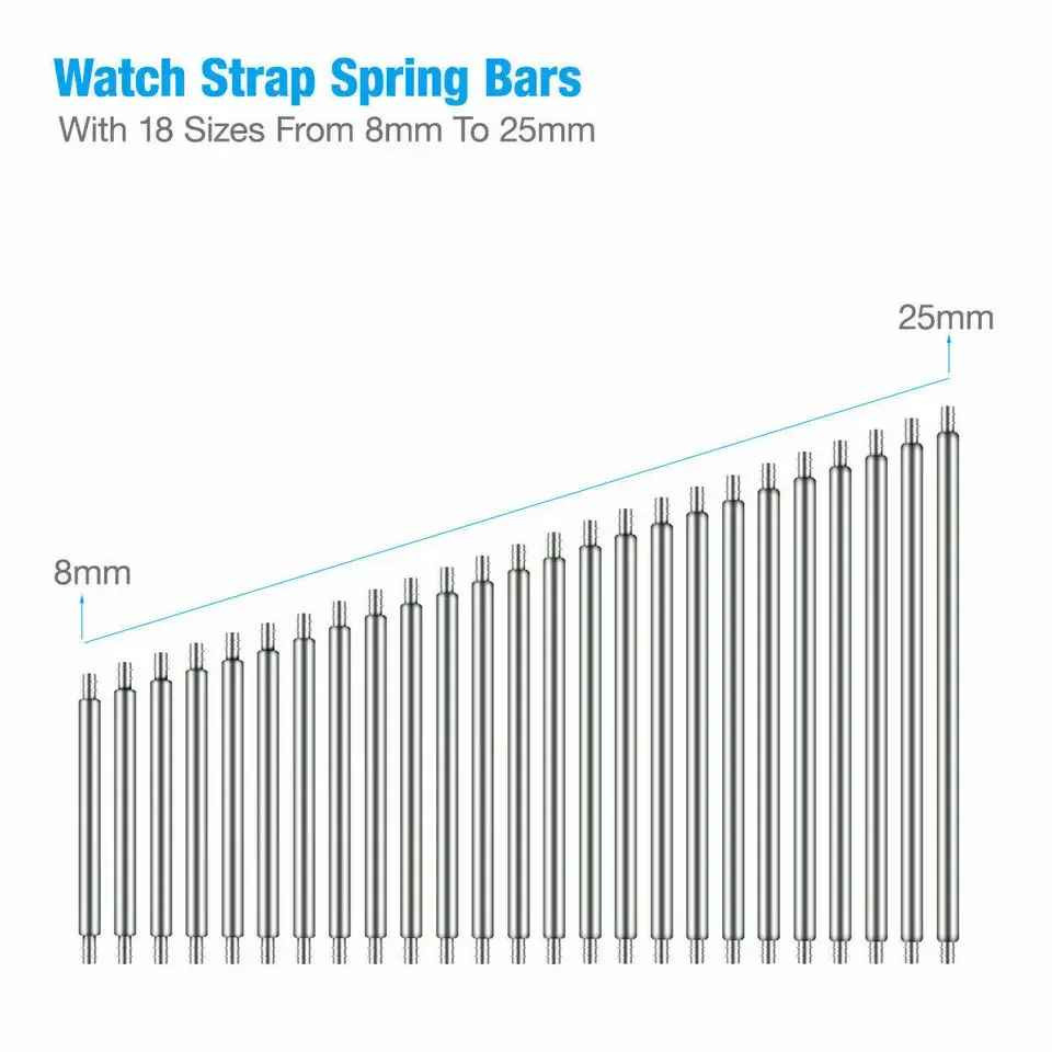 360Pcs Watch Pins Spring Bars Band Strap Link 8-25mm Remover Set Tools set