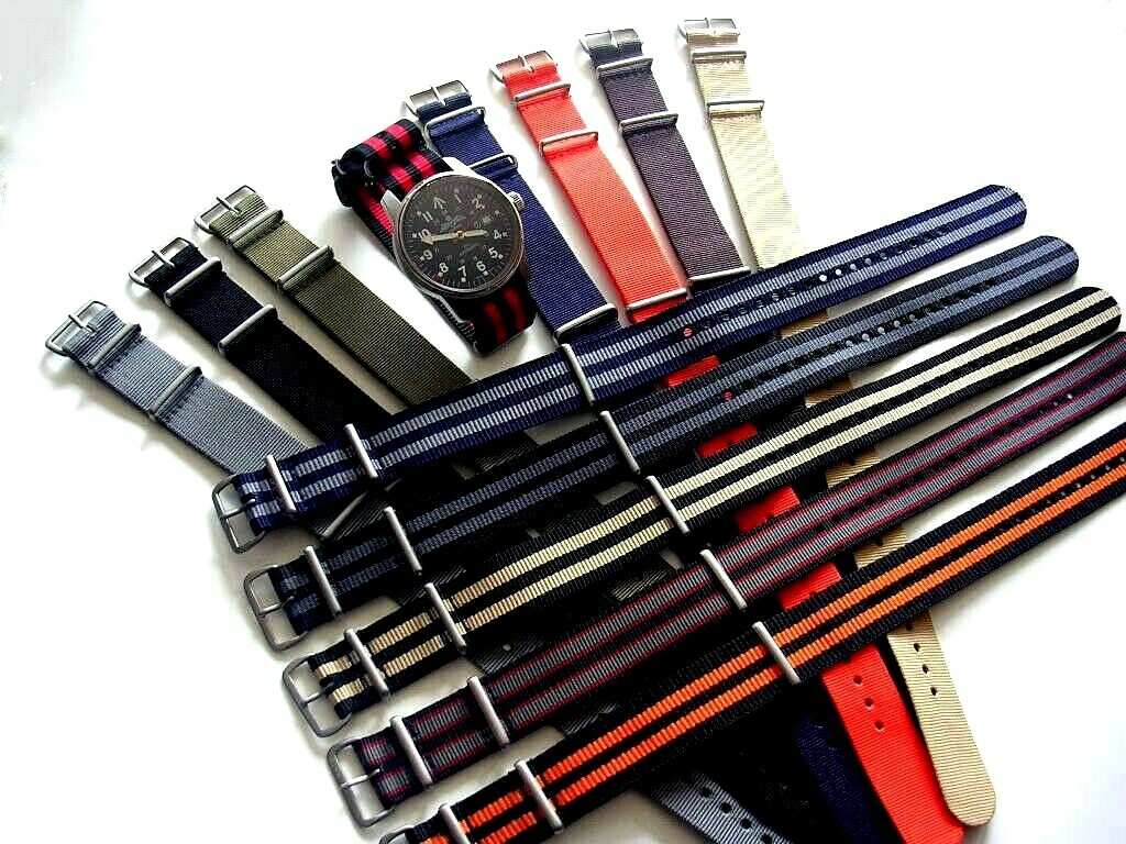 NATO G10 watch band strap Black Red stripe 20mm Premium Nylon RAF Bond IW Suisse
