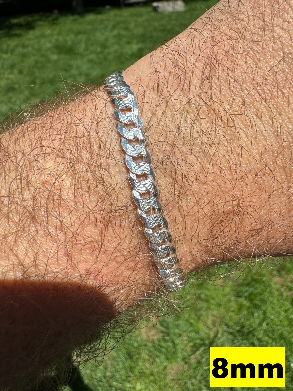 Real Solid 925 Silver Flat Diamond Cut Curb Cuban Link Bracelet 4-8mm
