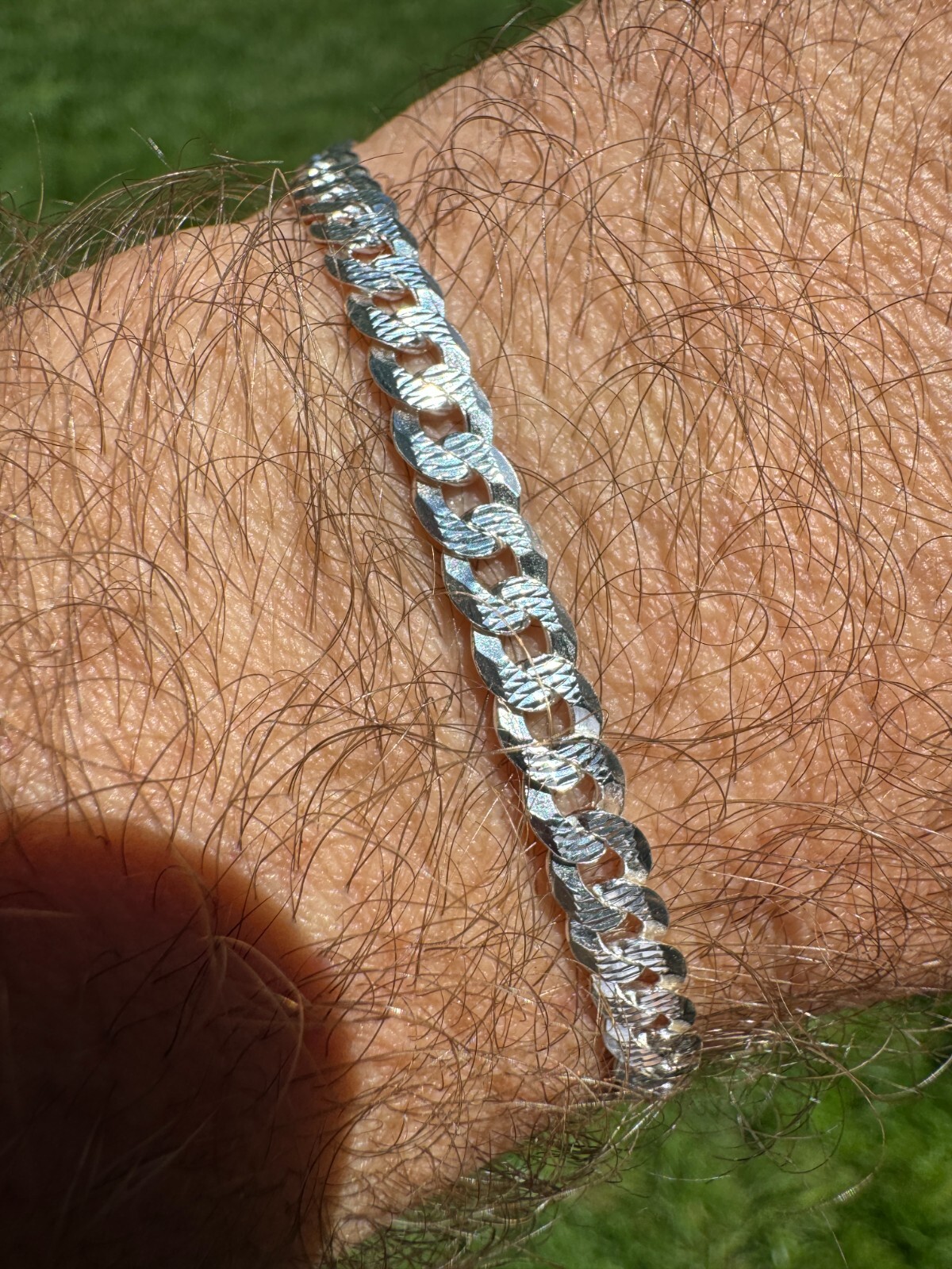 Real Solid 925 Silver Flat Diamond Cut Curb Cuban Link Bracelet 4-8mm