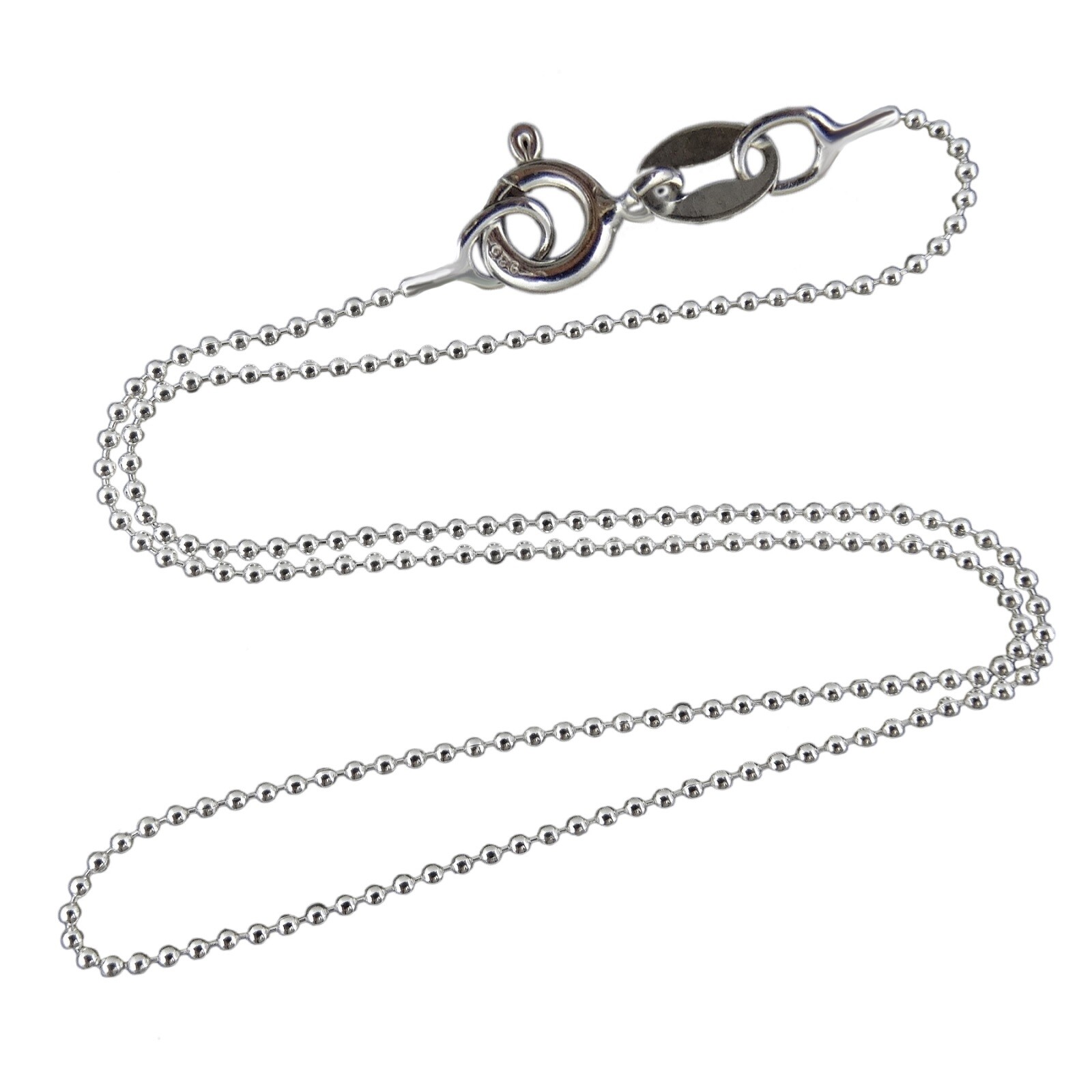 1mm Ball Bead Chain Necklace – 925 Sterling Silver -16″, 18″, 20″, 22″, 24″, 30″