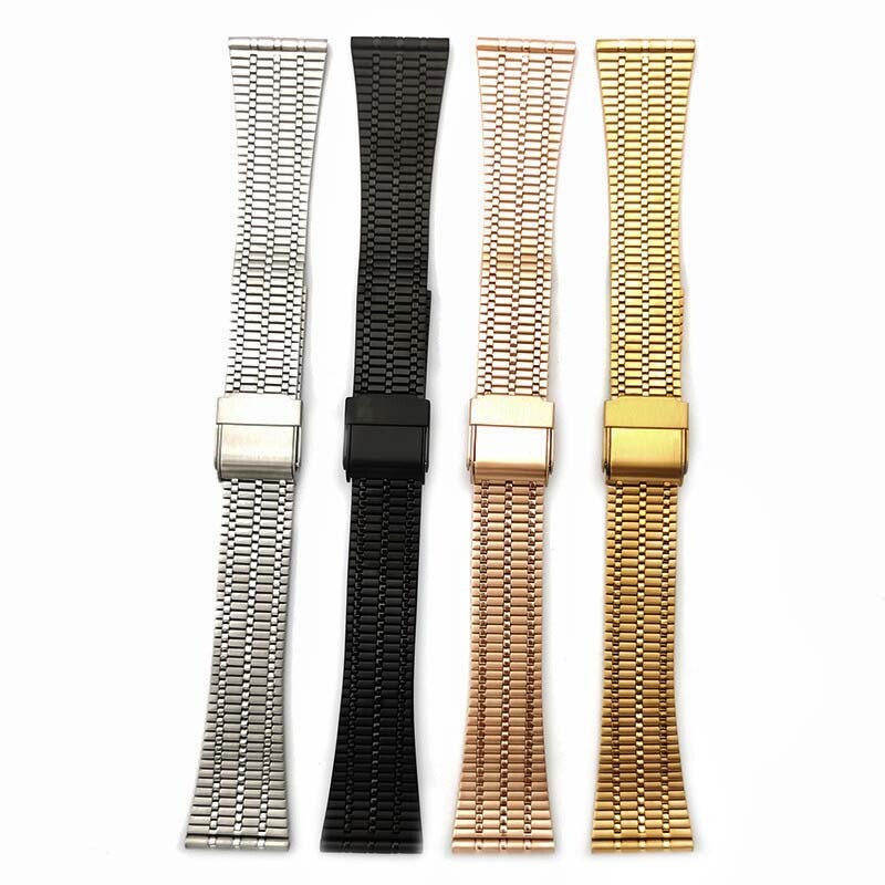 Tapered Stainless Steel Watch Strap 18mm 20mm 22mm Quick Release 7 Bead Bracelet