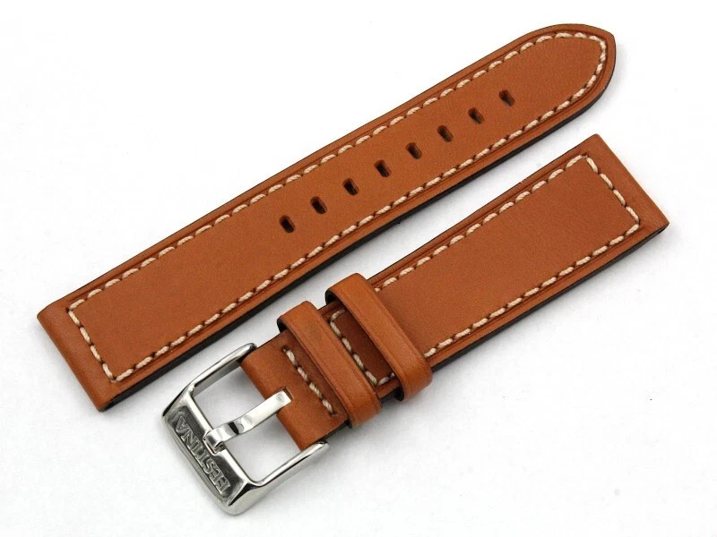 Feast Genuine Brown Leather 21/20mm Steel Pin Buckle Excellent Quality