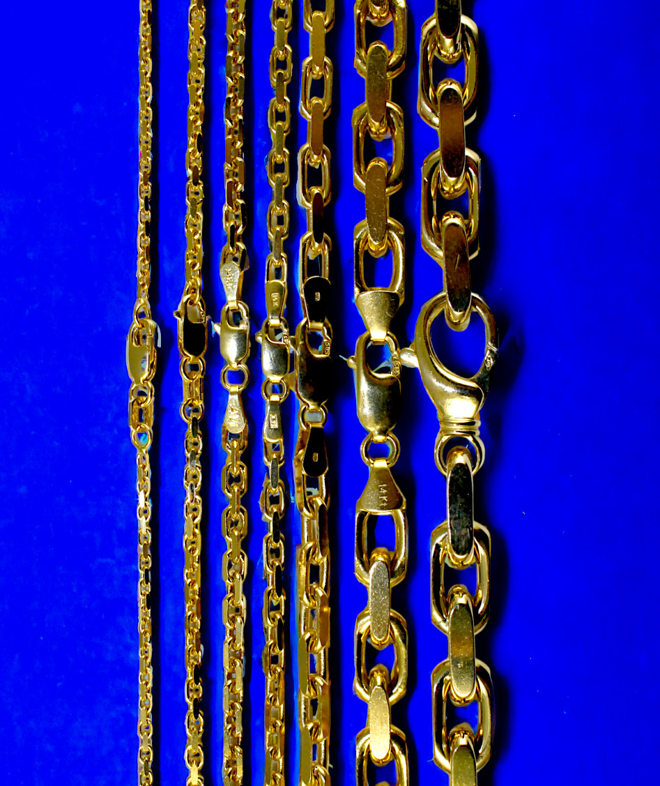 14K Yellow Gold SOLID Rolo Cable Link Chain Necklace Real 1.5mm-7.5mm 16″-30″