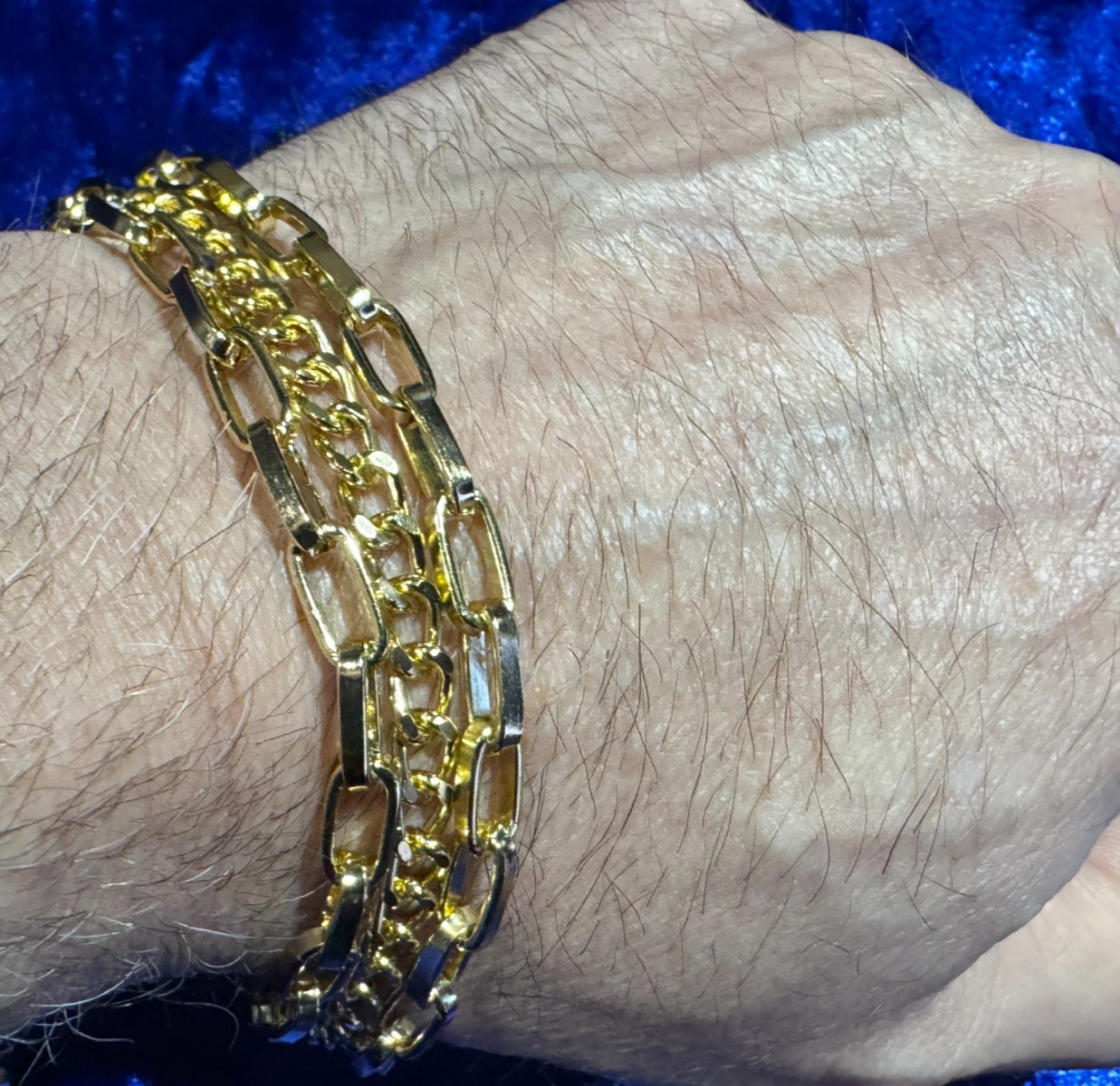 Cross Cable & Paperclip Chain Tennis Bracelet 8″ + 2″ Adj Gold Color Plated