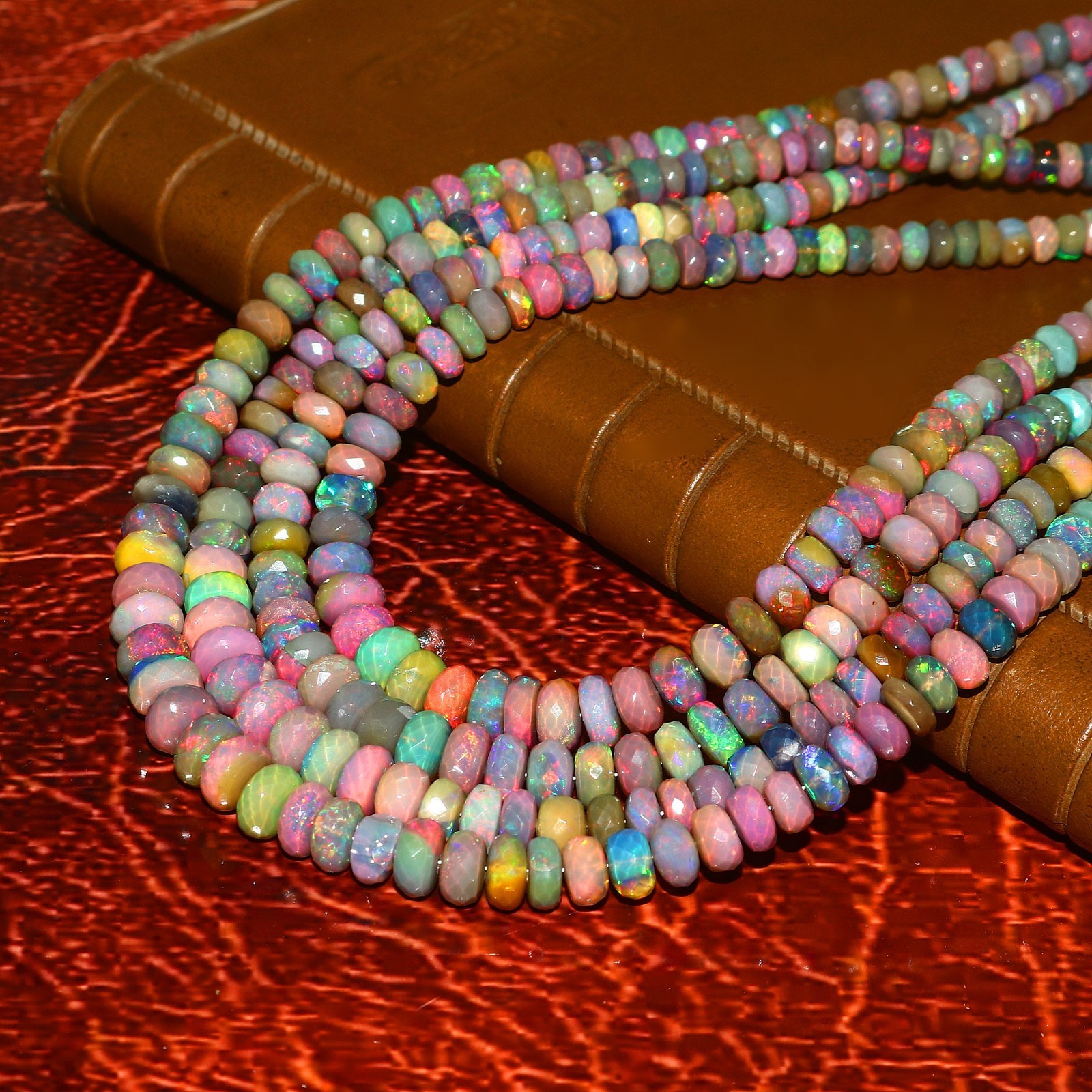100% Natural Opal Beads Faceted Rondelle Beads Multi-colour Gift for Friend558