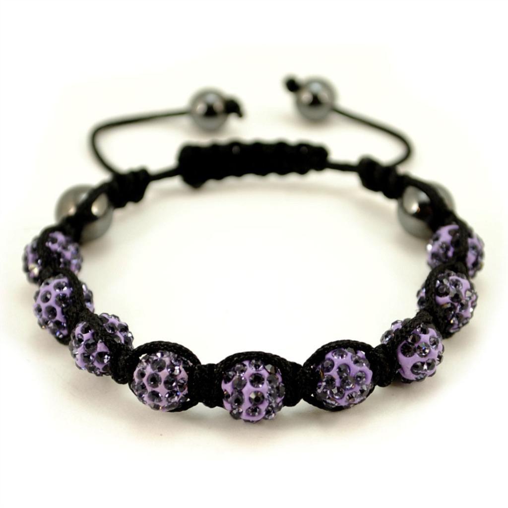 SPARKLING CRYSTAL BEAD BRACELET 10mm Shamballa Style Pave Disco Ball Hip Hop NEW
