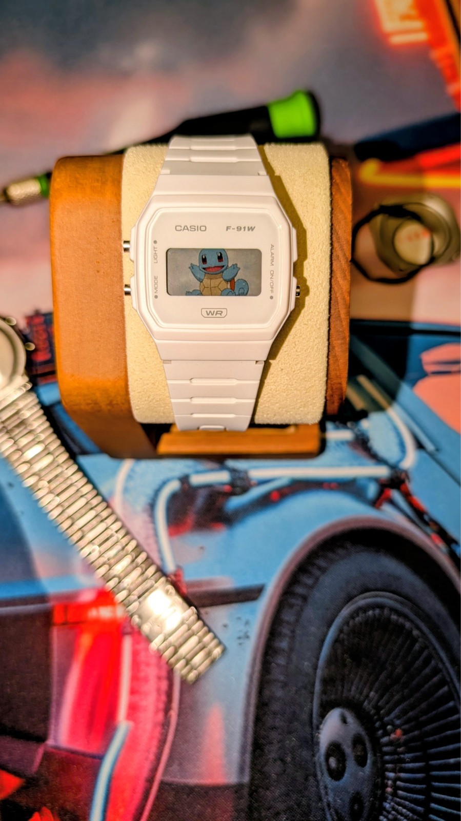 White Casio F-91W Custom Squirtle Pokemon Watch