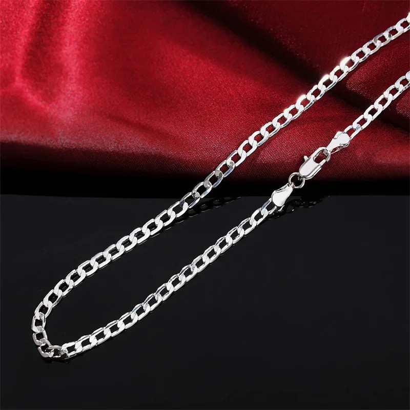 Men’s 925 Stamped Silver Cuban Link Chain Necklace Lobster Clasp Unisex