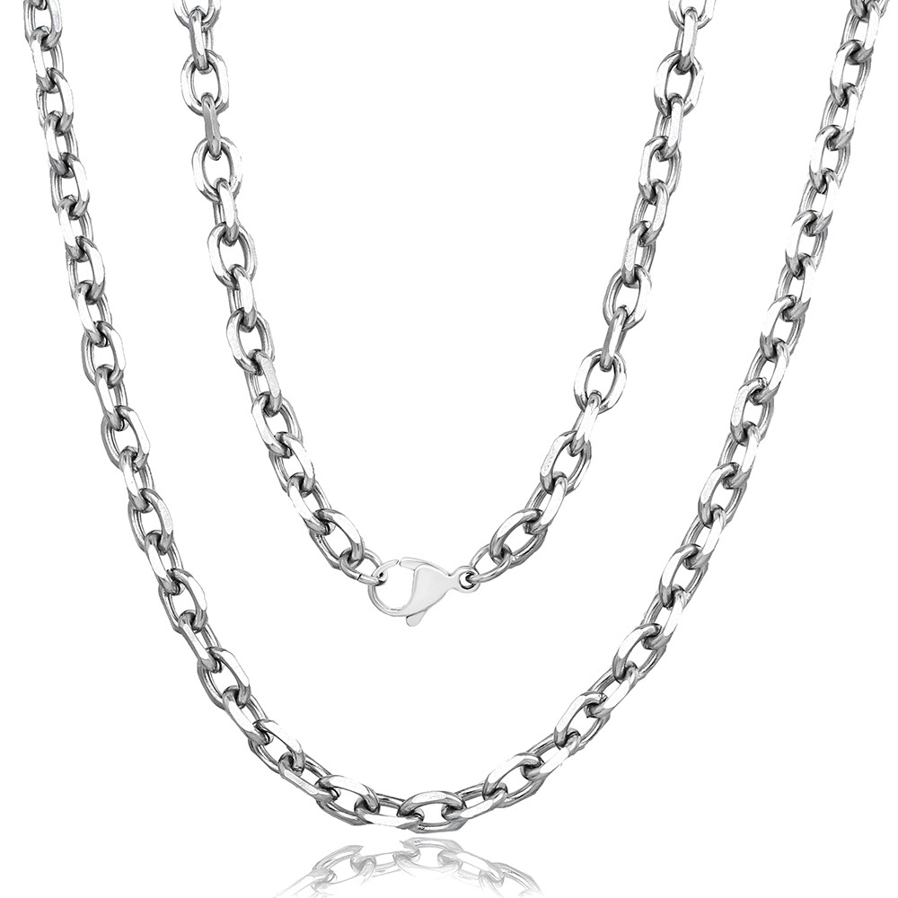 Mens Womens Chain Silver Stainless Steel Cable Anchor Link Necklace 18-24 inches