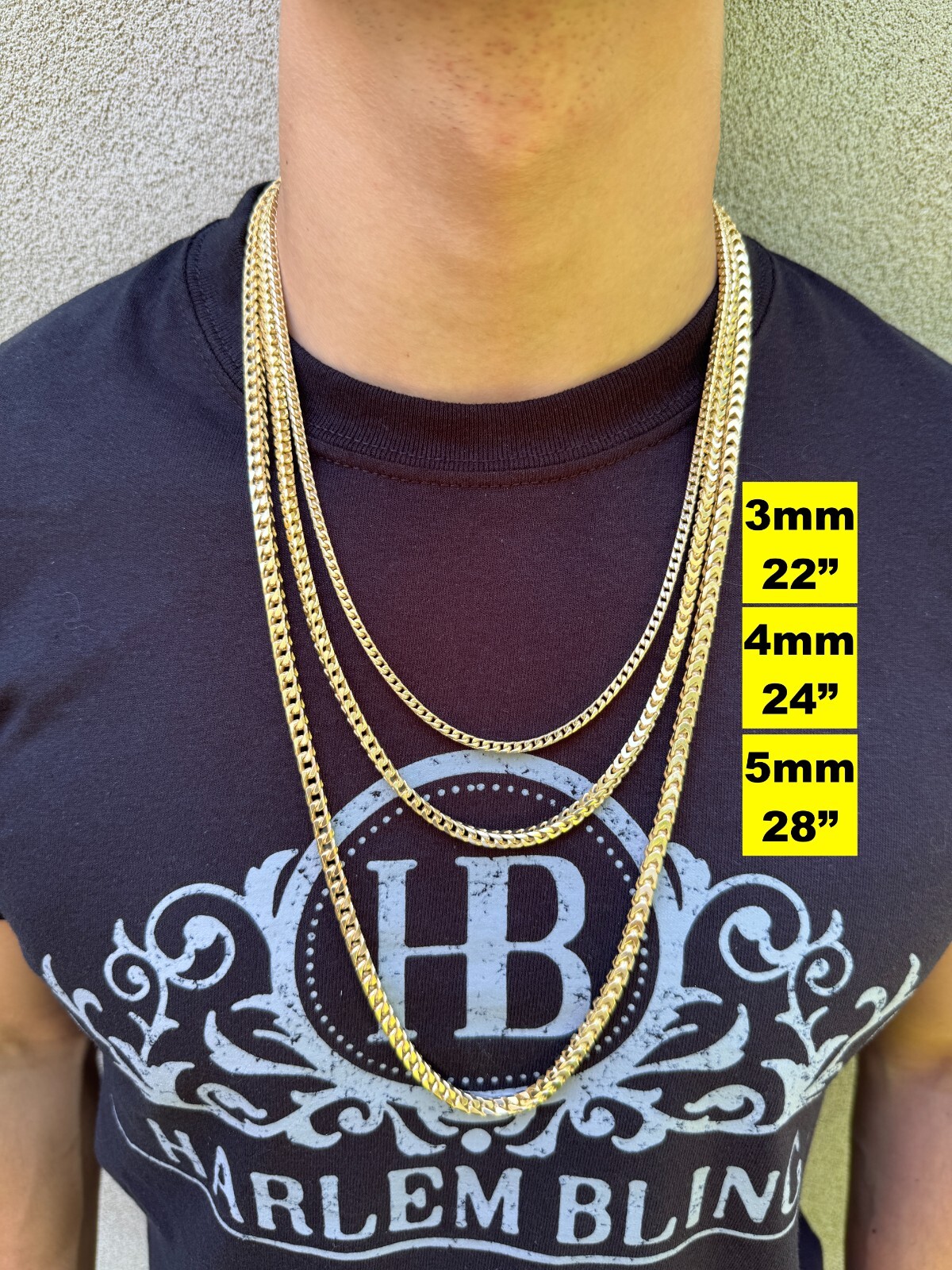 Men’s Real 14k Gold Plated Solid 925 Sterling Silver Franco Chain 2-5mm Necklace