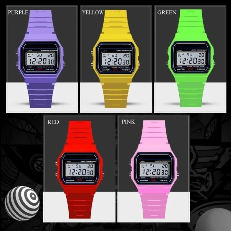 F 91W Classic Digital Resin Strap Watch Stopwatch Chronograph Sport Unisex Men*
