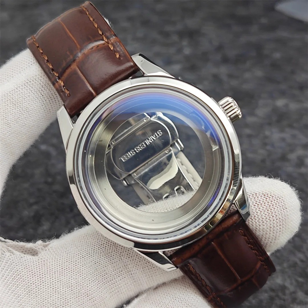 39mm Watch Case Buckle PU Leather Strap fit 31mm dial for NH35 NH36 Movement New
