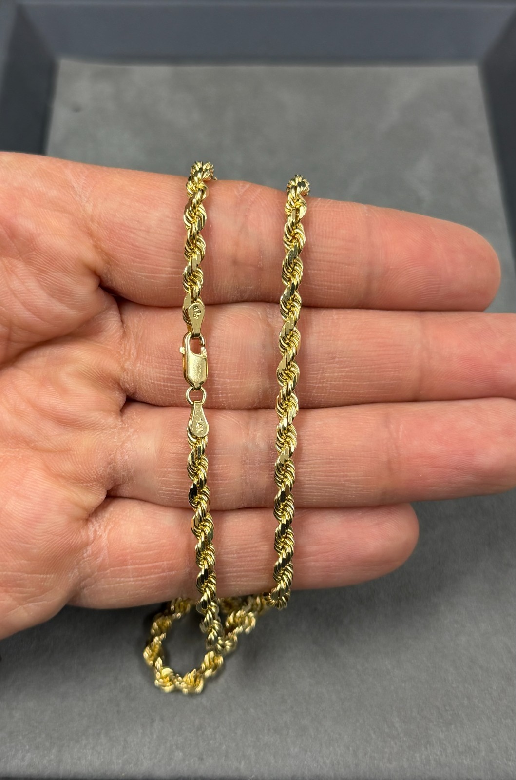 14k Solid Gold Diamond Cut 4mm Rope Chain 20” Inches 26.10 Grams