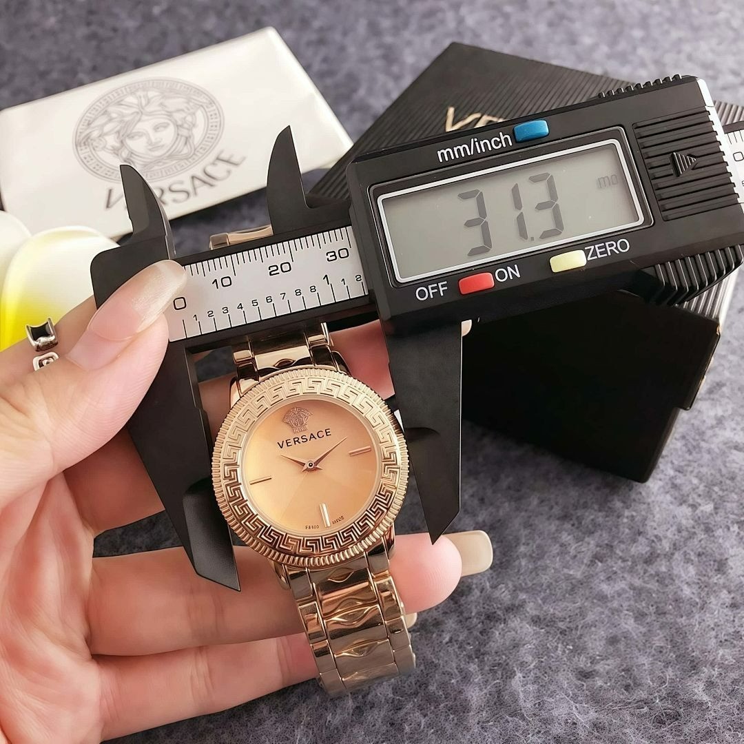 Versace 31mm Quartz Watch – Classic Alloy Wristband with Box