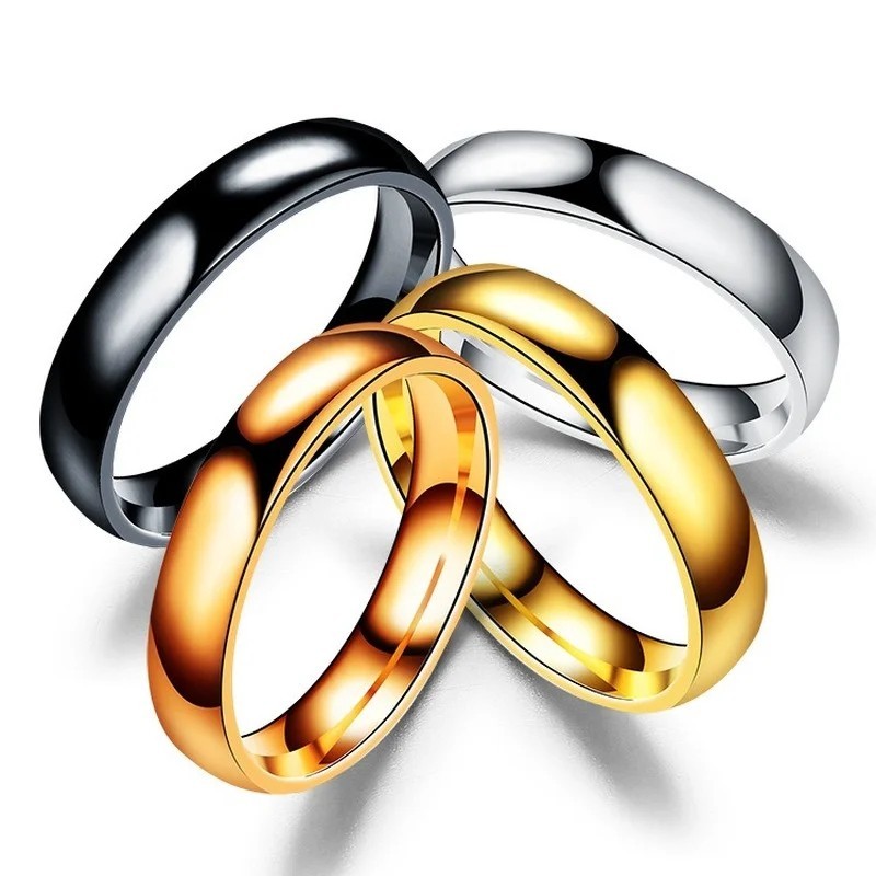 Tungsten Carbide Comfort Fit Polished Plain Band Wedding Ring 4mm