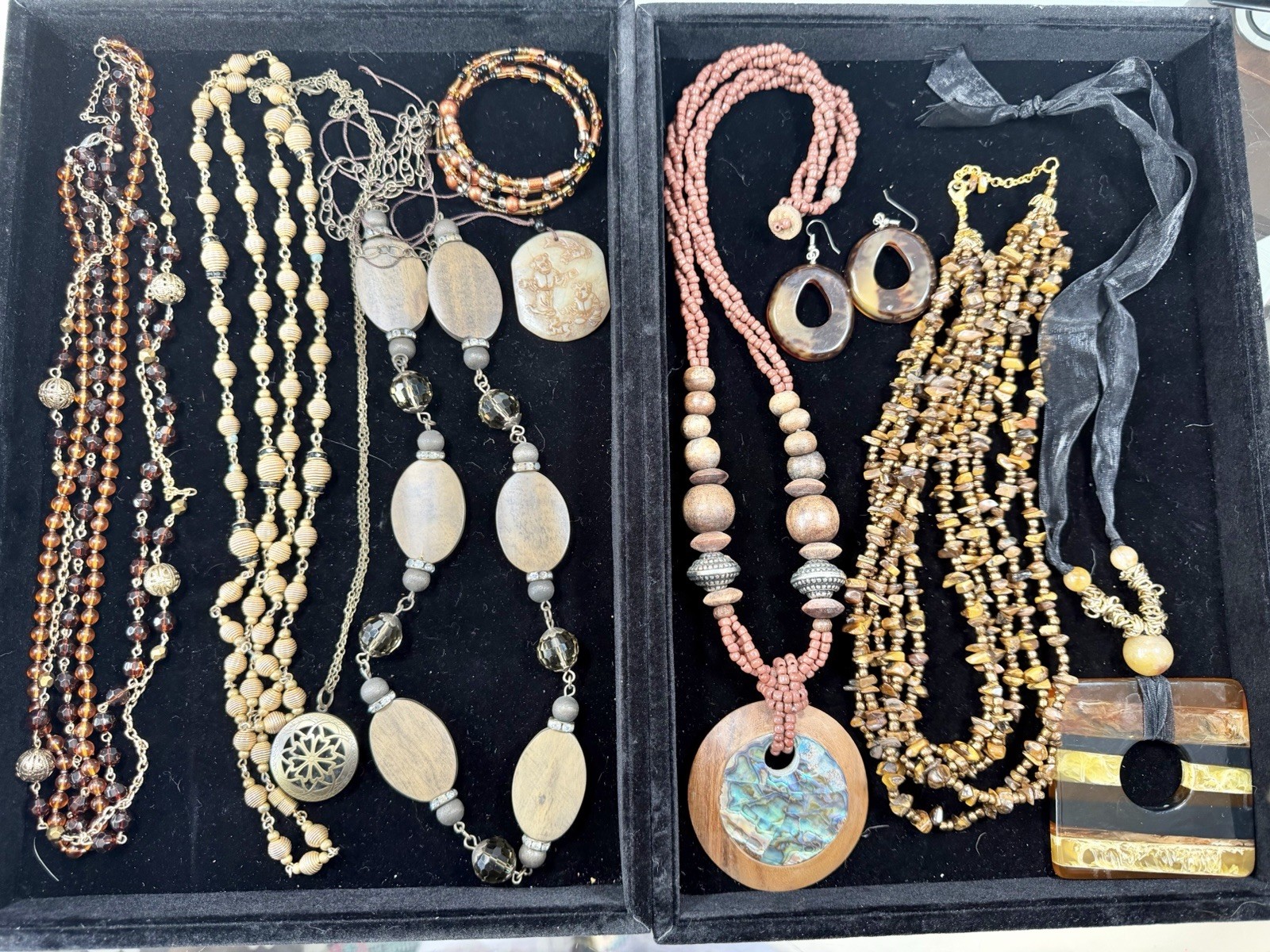 12 Pc Vintage to Now Abalone Shell Boho Statement Jewelry Lot Necklaces