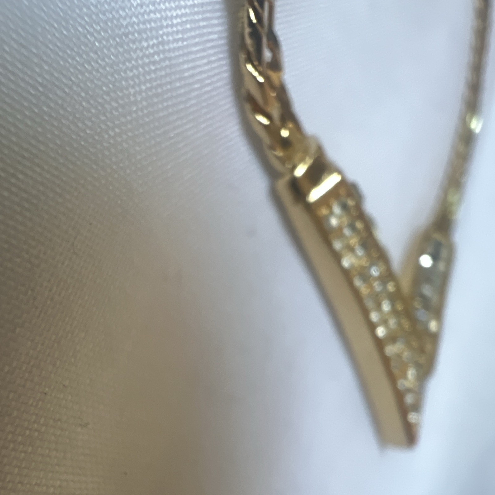 Vintage Christian Dior Gold Tone V Necklace Clear Rhinestone Choker Signed