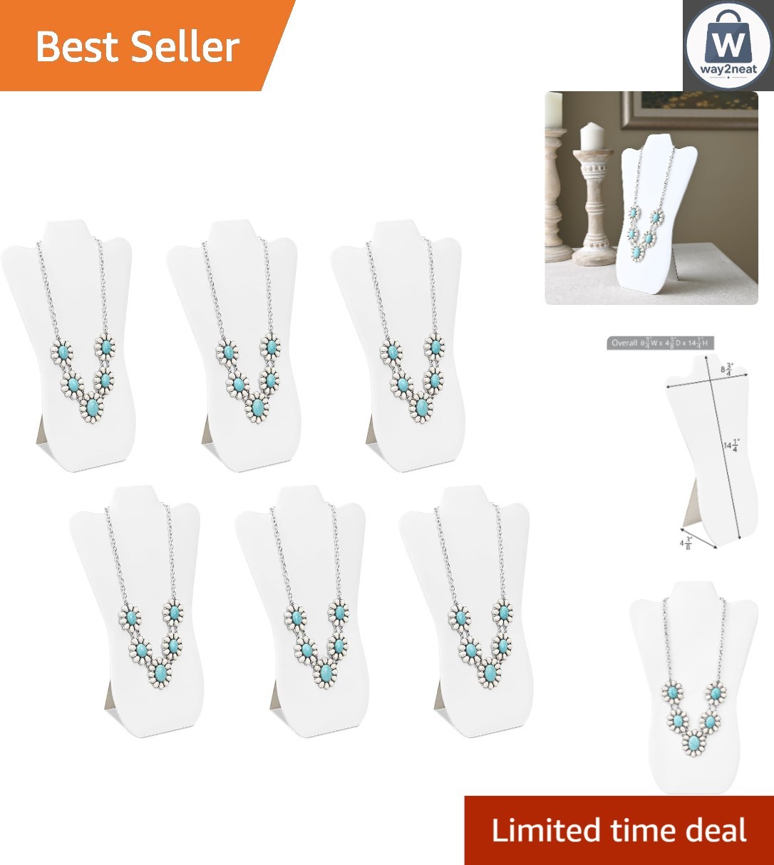 Portable 6-Piece Jewelry Display Stand Set with Folding Easels – Modern and Chic