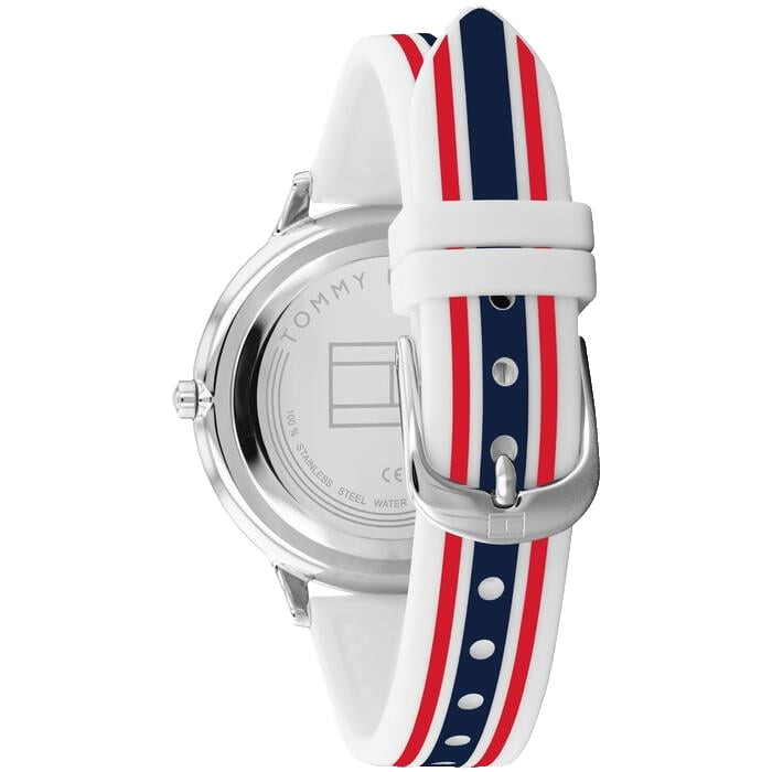 TOMMY HILFIGER 1782498 SILVER DIAL MULTICOLOR SILICONE STRAP 40MM WOMENS WATCH