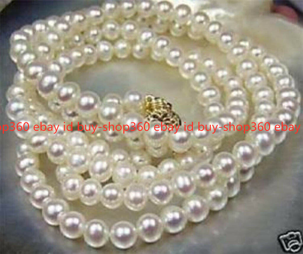 Long 25/36/48/65 Inches Natural 7-8mm White Cultured Pearl Necklaces