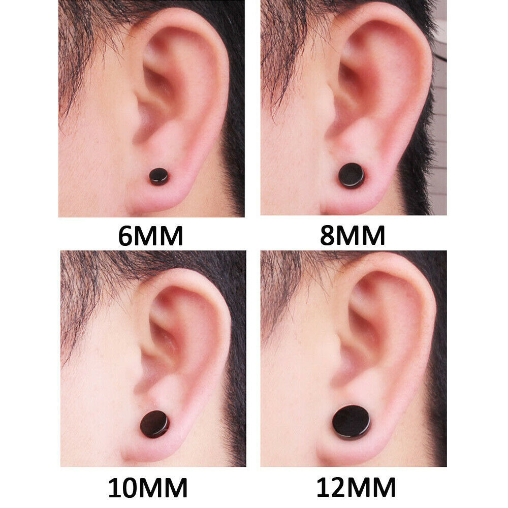 Men Women Magnetic Stainless Steel Stud Earrings Ear Plugs Non-Piercing Clip On