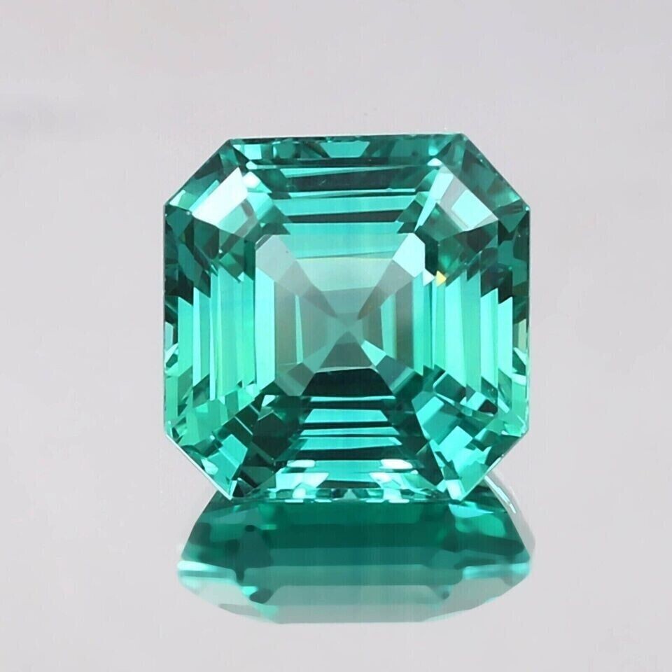 Natural Green Sapphire Flawless Asscher Cut 11.60 Ct Certified Loose Gemstone