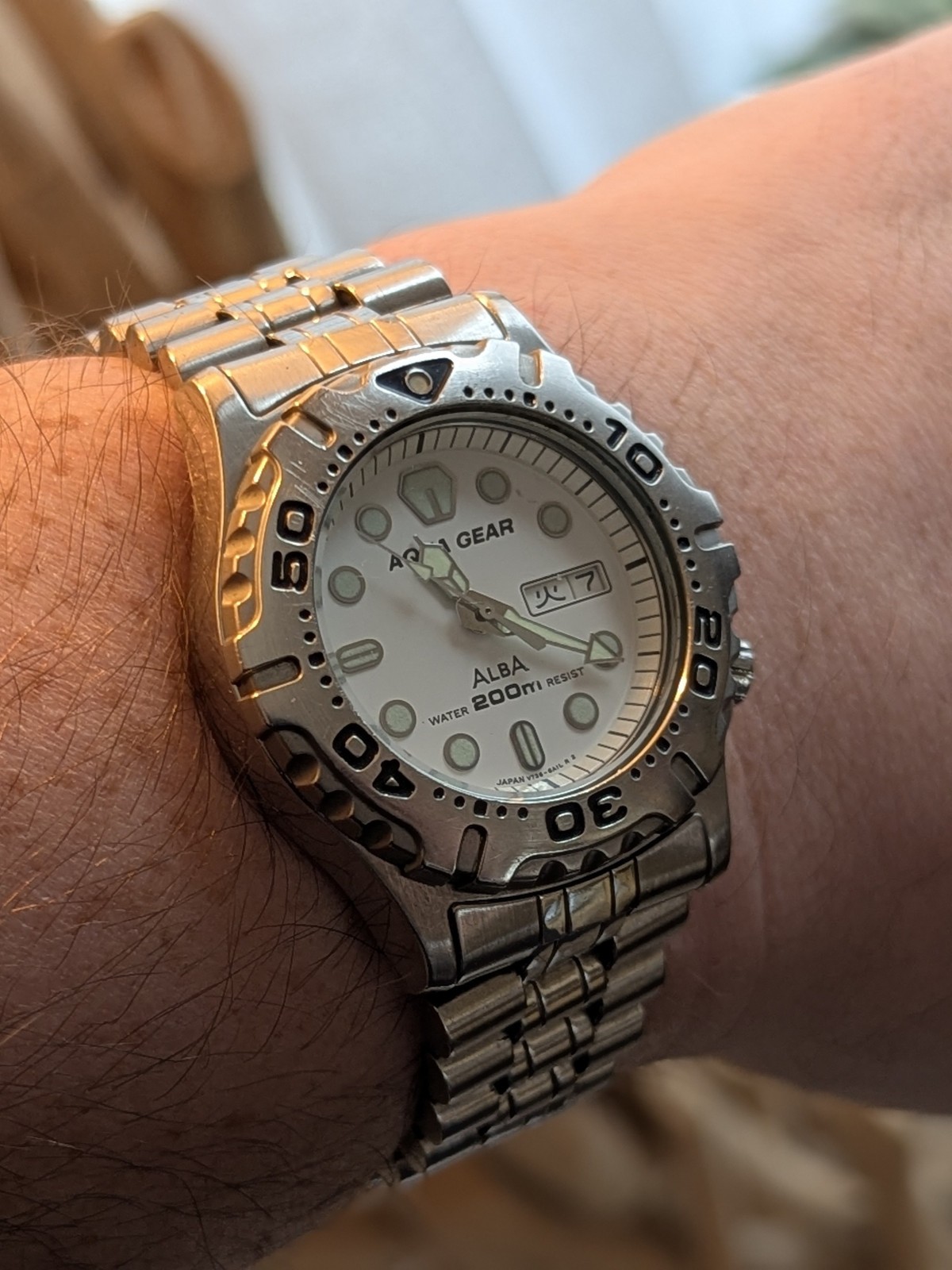 Alba Aqua Gear V736-6A10 200m Diver JDM Kanji Day Date 2003