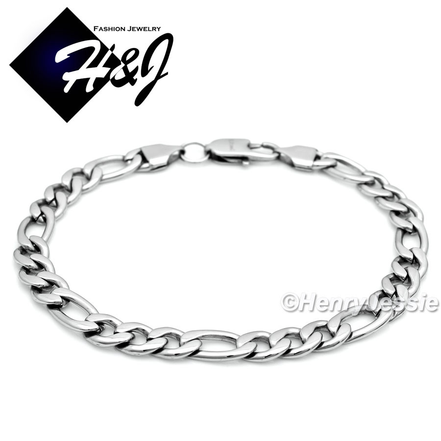 7″-11″MEN WOMEN Stainless Steel 4/5/6/7/8mm Silver Figaro Link Chain Bracelet