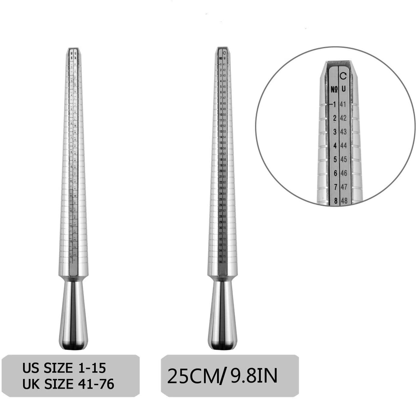 Ring Sizer Measuring Tool Set Metal Finger Sizing Gauge Women Men Wedding New