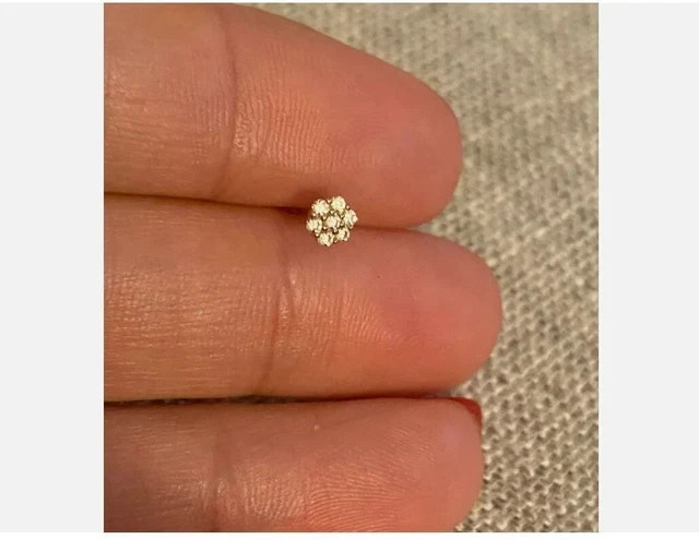 0.10ct Round Cut GH SI Natural Diamond Piercing Women’s Nose Pin 14K Yellow Gold