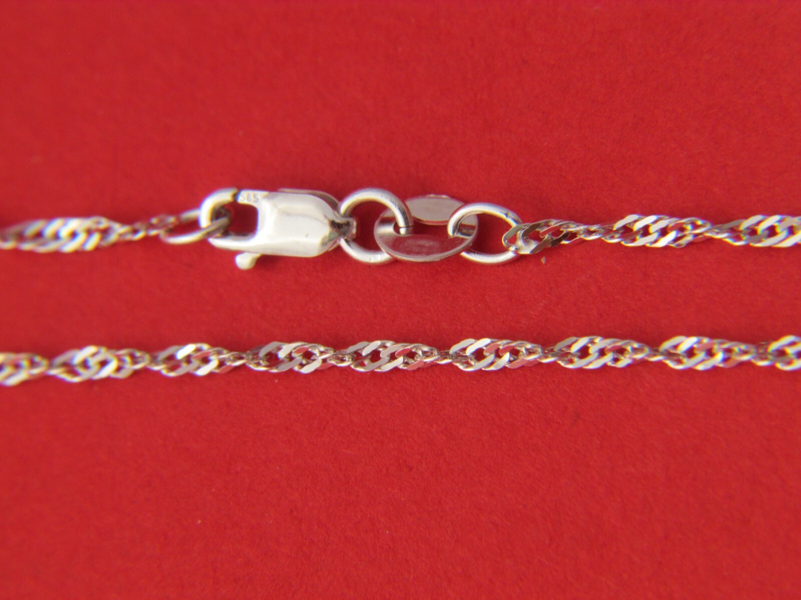 Real 14K White Gold 1.75mm Singapore Chain Solid Gold Necklace