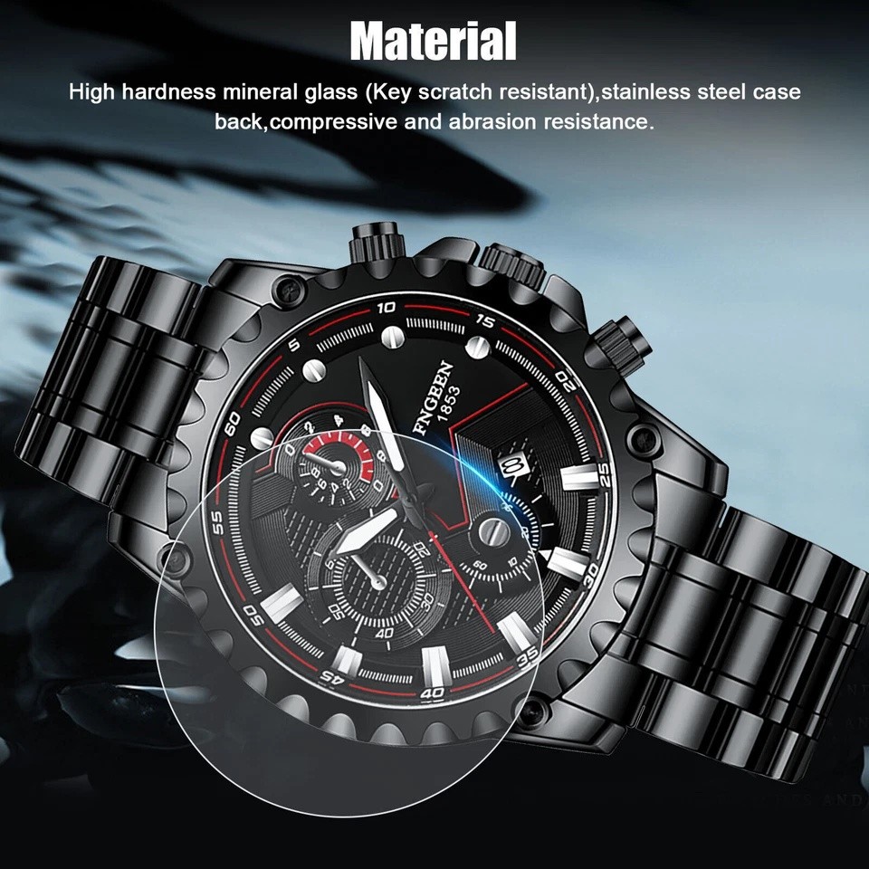 Waterproof Men’s Watch Classic Stainless Steel Quartz Luminous Luxury Wristwatch