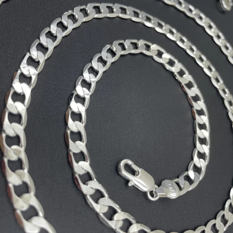 Hot 925 Sterling Solid Silver Sideways Chain Women Men Necklace Jewelry Gift