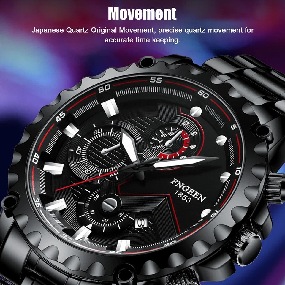 Waterproof Men’s Watch Classic Stainless Steel Quartz Luminous Luxury Wristwatch