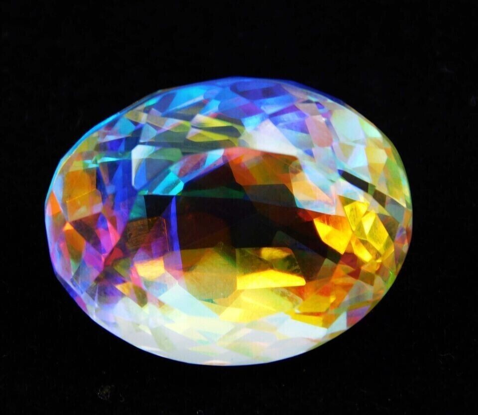 AAA 68 Ct+ Loose Gemstone Natural Rainbow Mystic Topaz Certified Oval Cut