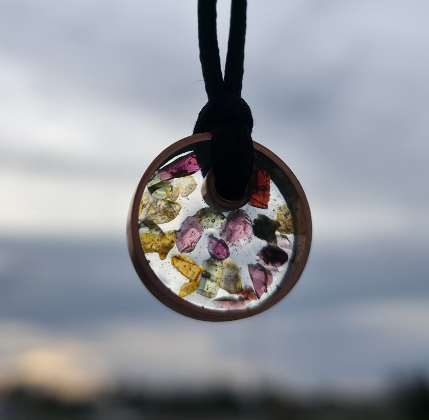 Small Orgonite Orgone Manifest Citrine Peridot Quartz Garnet Necklace Copper