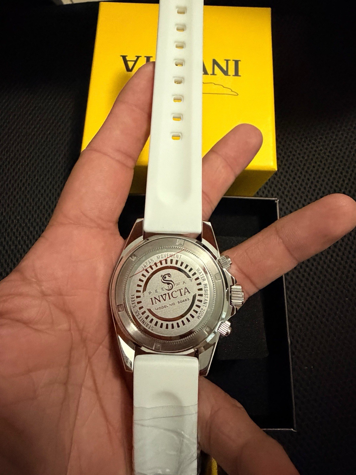 Invicta Speedway Men’s Quartz Chronograph 50mm Green Dial White Strap 100m w/Box