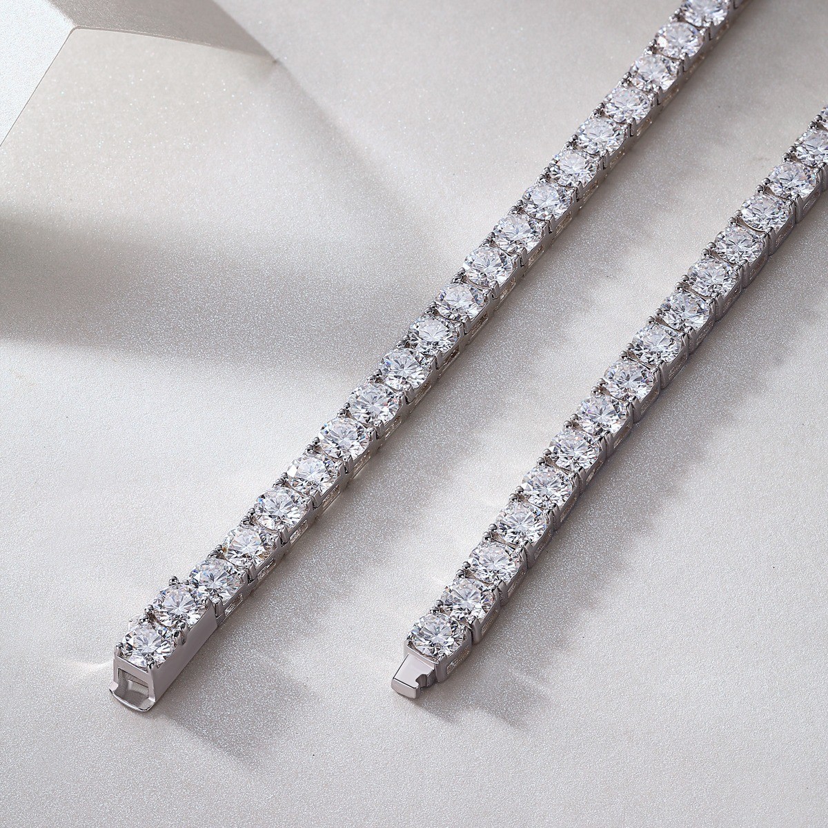 3MM REAL MOISSANITE Silver Tennis Chain Necklace – VVS D Color – Passes Tester