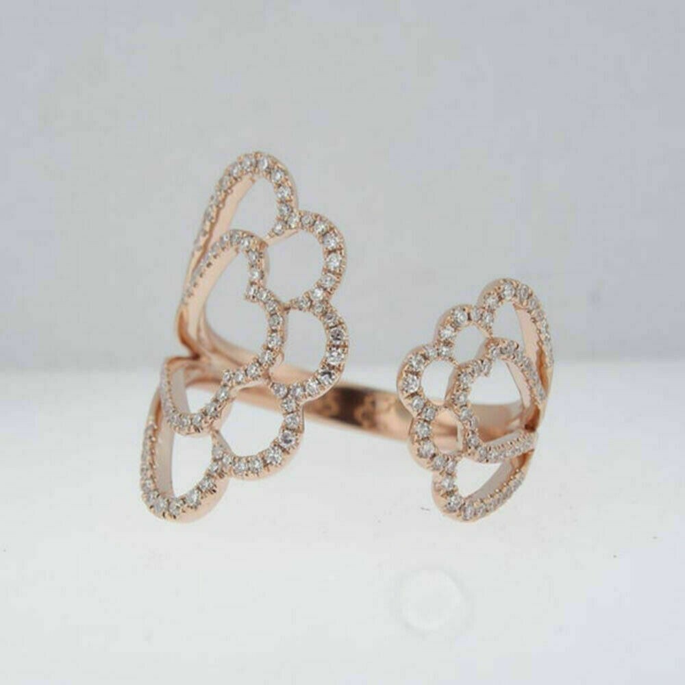 3Ct Round Natural Moissanite Adjustable Women’s Ring 14K Rose Gold Plated Silver