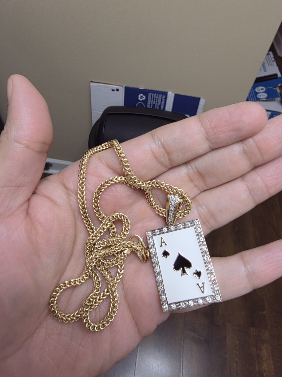 ACE PENDANT WITH FRANCO CHAIN REAL DIAMONDS