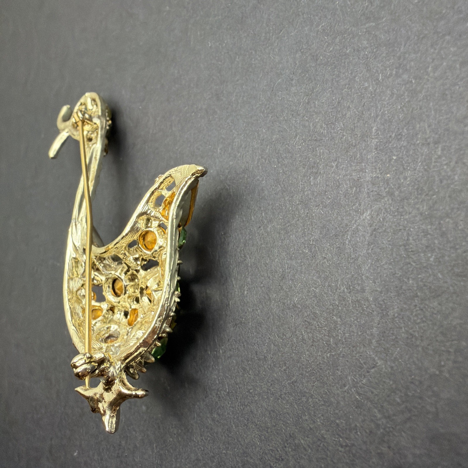 Vintage 3.25 Tall Rhinestone Multi-colored Duck PIN/Brooch Very Good Condition