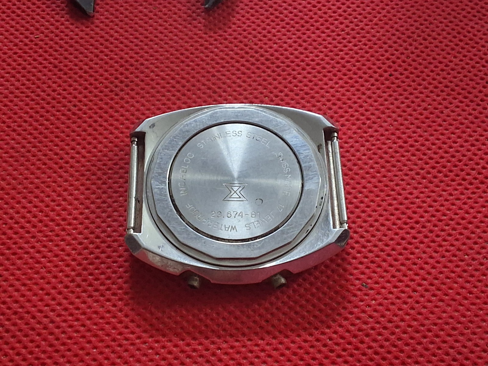 Vintage Edox Stainless steel 17 Jewels Wrist Watch Case Serial # 23.674-87.