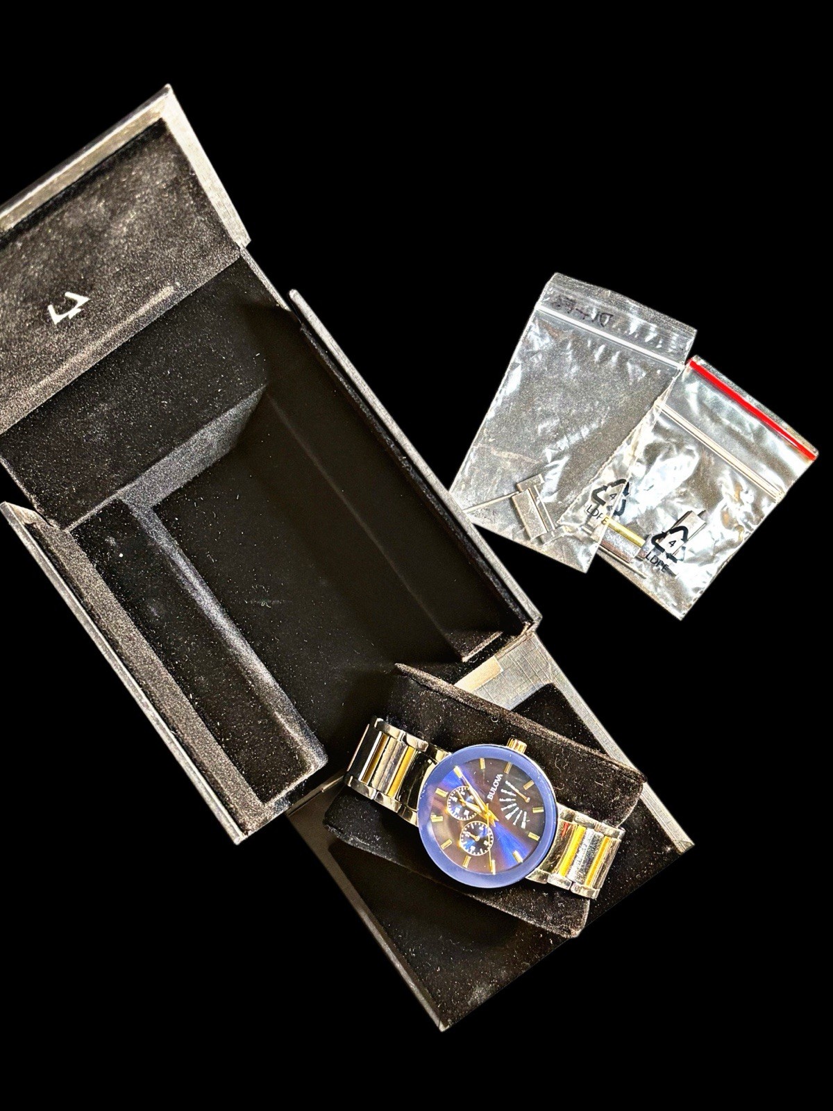 Bulova Women’s Two-Tone Stainless Quartz Day/Date 34mm Blue Dial w/ Box