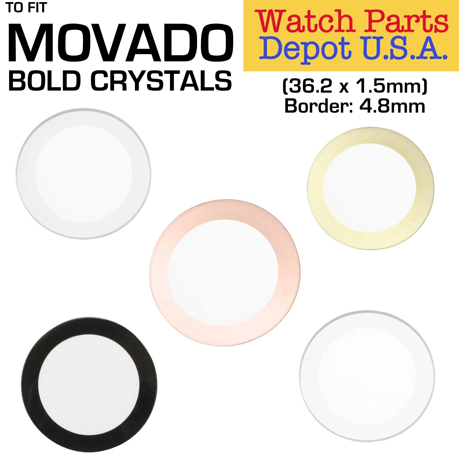 Border Watch Crystal to fit Movado Bold Replacement Crystal 32MM to 42MM – NEW!